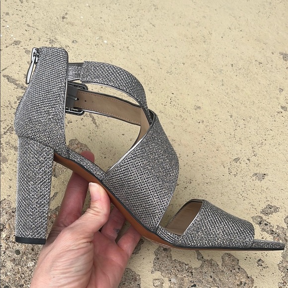 Gray/Silver Franco Sarto High Heel Sandals with Straps - Picture 3 of 16